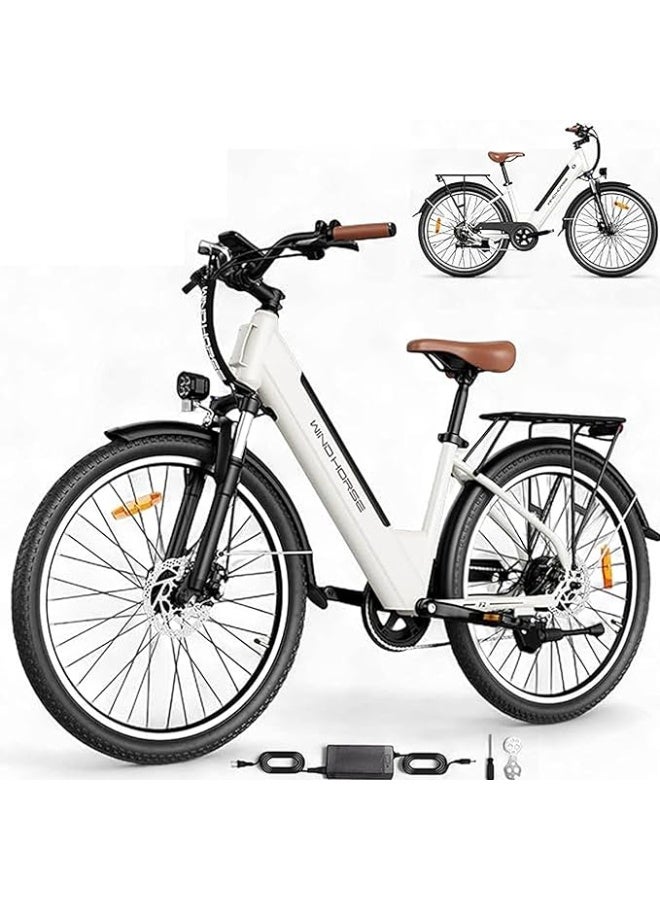 ويندهورس دراجة كهربائية F2 للبالغين، محرك بقوة 350 واط، بطارية قابلة للإزالة 36 فولت 13 أمبير، مدى يتراوح بين 40 و80 كم، سرعة قصوى 32 كم/ساعة، هيكل من سبائك الكربون، إطارات مقاس 26 بوصة، ناقل حركة شيمانو بسبع سرعات، فرامل قرصية مزدوجة، 3 أوضاع للقيادة. - Image 1